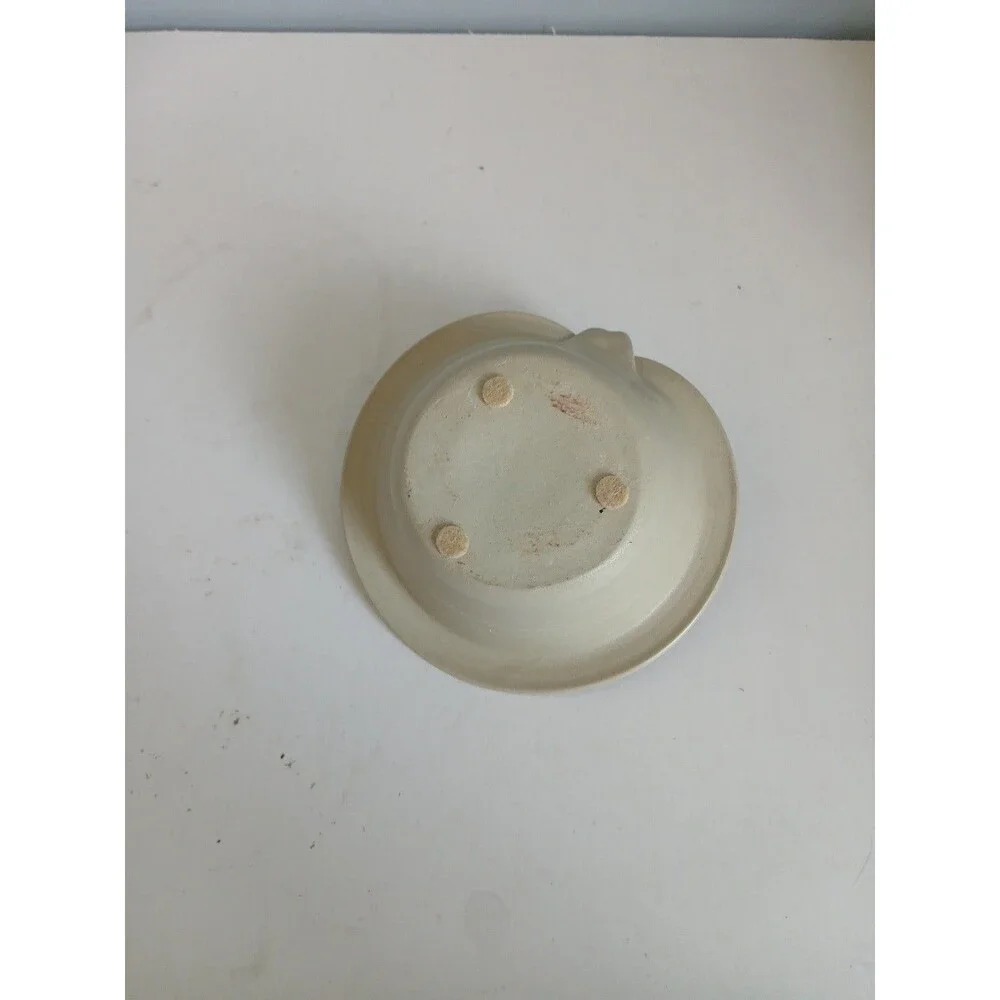 Vtg Williamsburg Pottery Salt Glazed Blue Stencil  Crock Candlestick Holder
